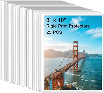 25PCS 8" x 10" Clear Rigid Card Sleeves Waterproof Hard Plastic Protectors for Postcards, Prints, Photos, Trading & Sports Cards Top Load Jumbo Sheet Holders