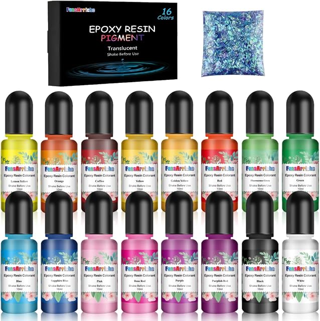 Farba z Zywicy Epoksydowej  16 Kolorów Płynna Zywica Epoksydowa Pigment do Produkcji Biżuterii, Skoncentrowane Farby do Zywicy Syntetycznej Odlewania, Rzemiosła Artystycznego DIY 10 ml