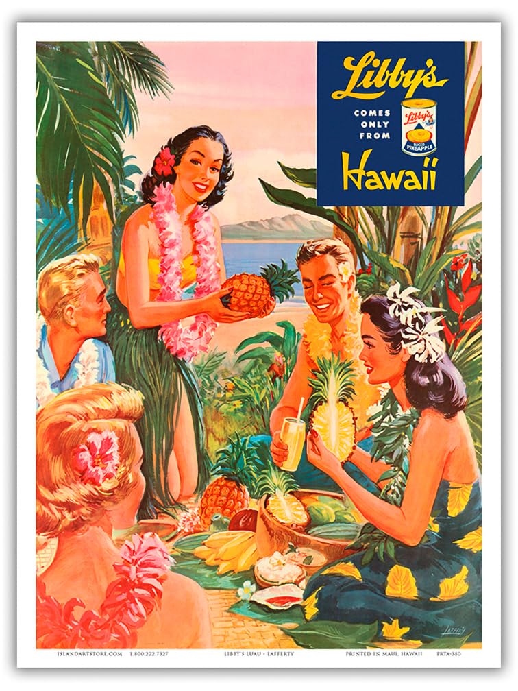 David  TWAハワイアン販ビンテージ オリジナルポスター Amazon.com: Libby's Hawaii - Luau Beach Party Poster Print