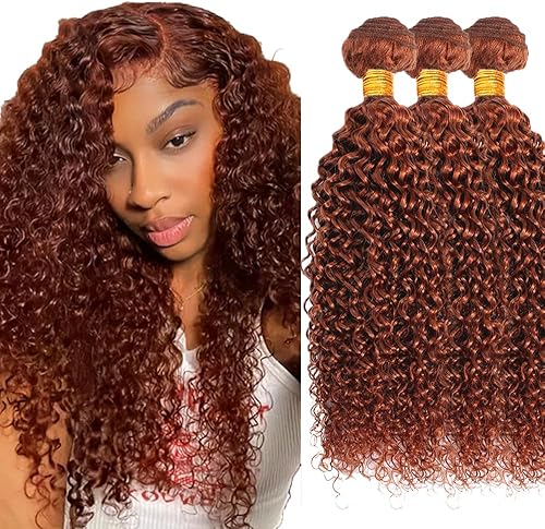 28 30 32 Inch Color 33 Curly Bundles Auburn Copper Reddish Brown Human Hair 3 Bu