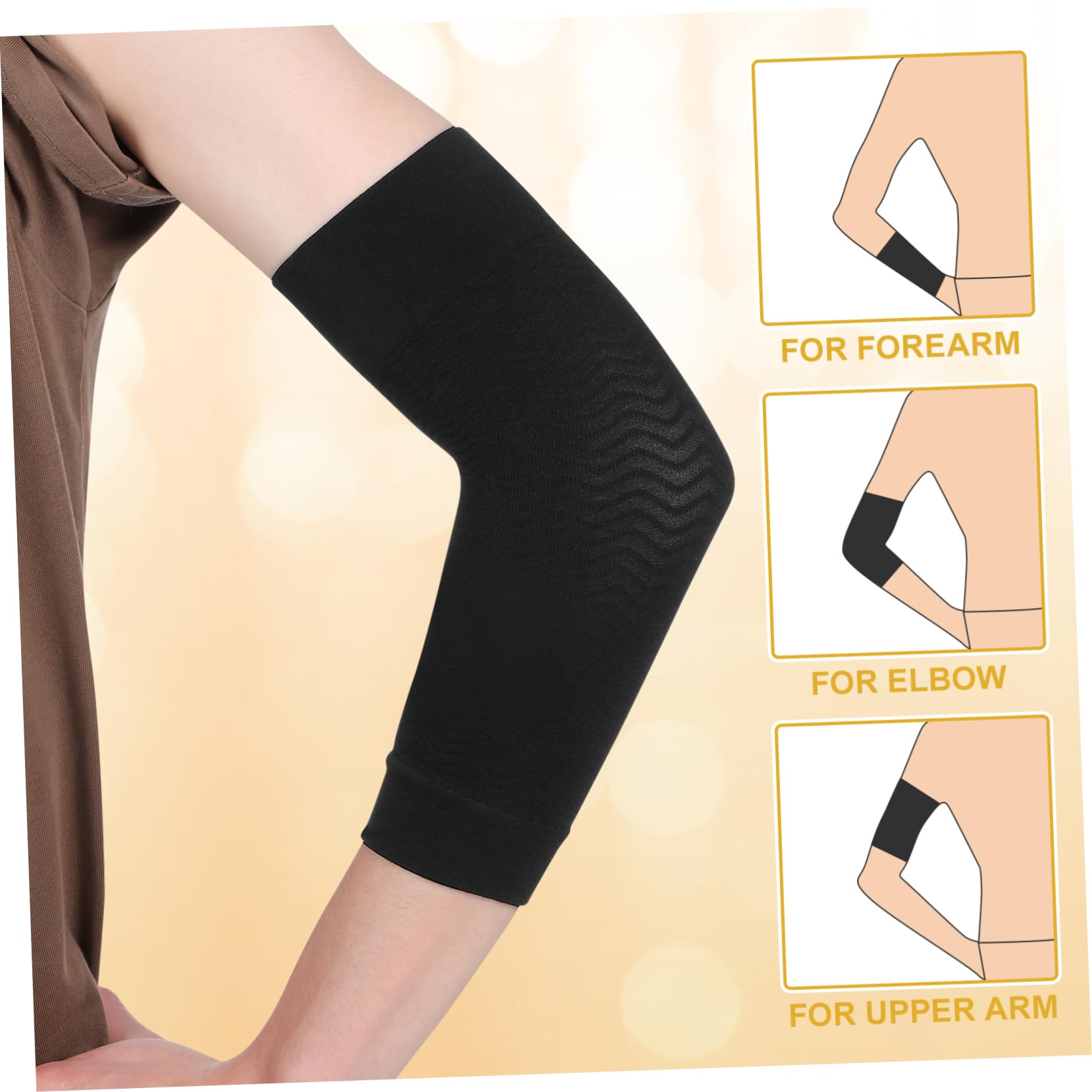 Manchons de Bras de Compression Noirs, 1 Paire, Fibres Acryliques