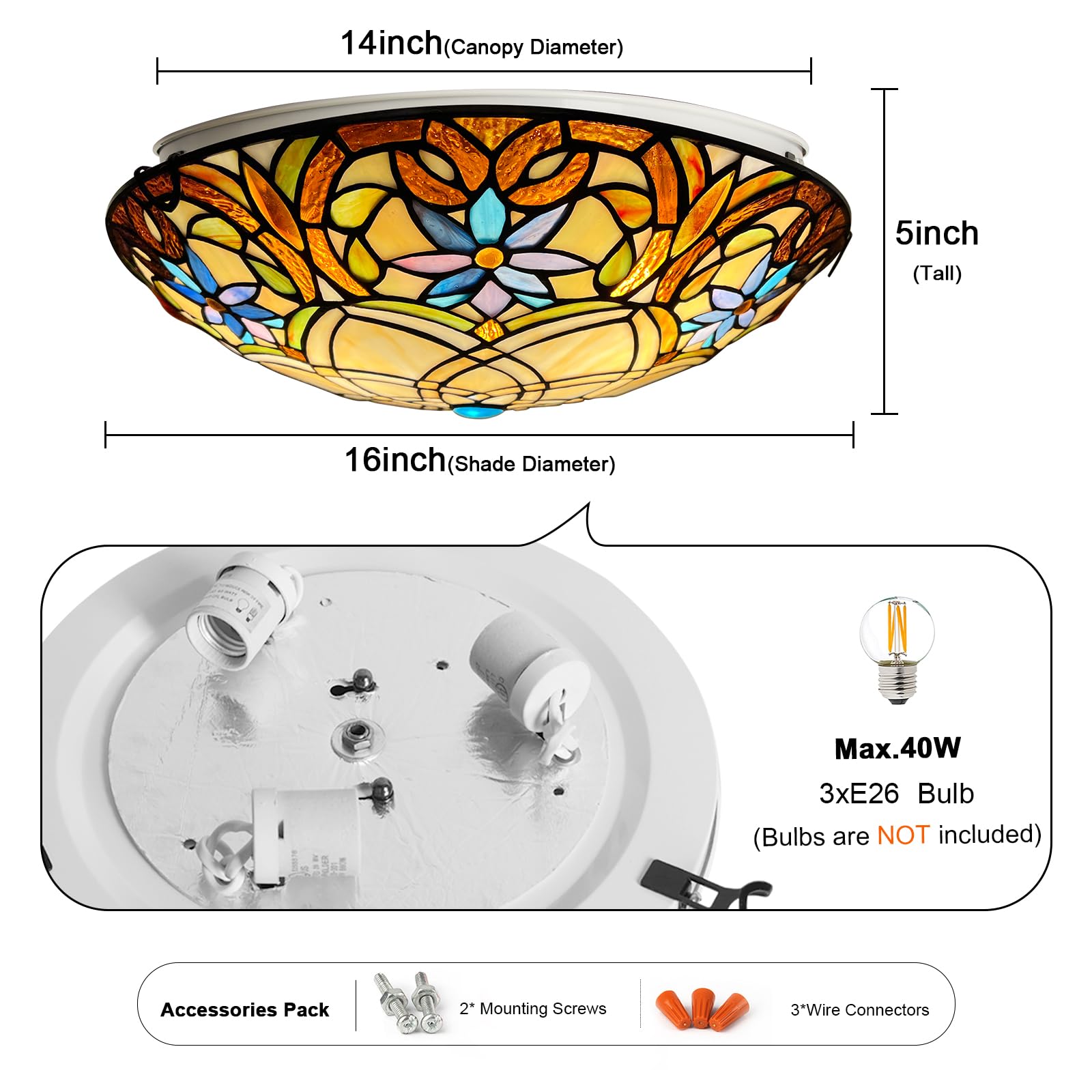 Amazon.com: ARTZONE Tiffany Ceiling Lights, Stained Glass Ceiling
