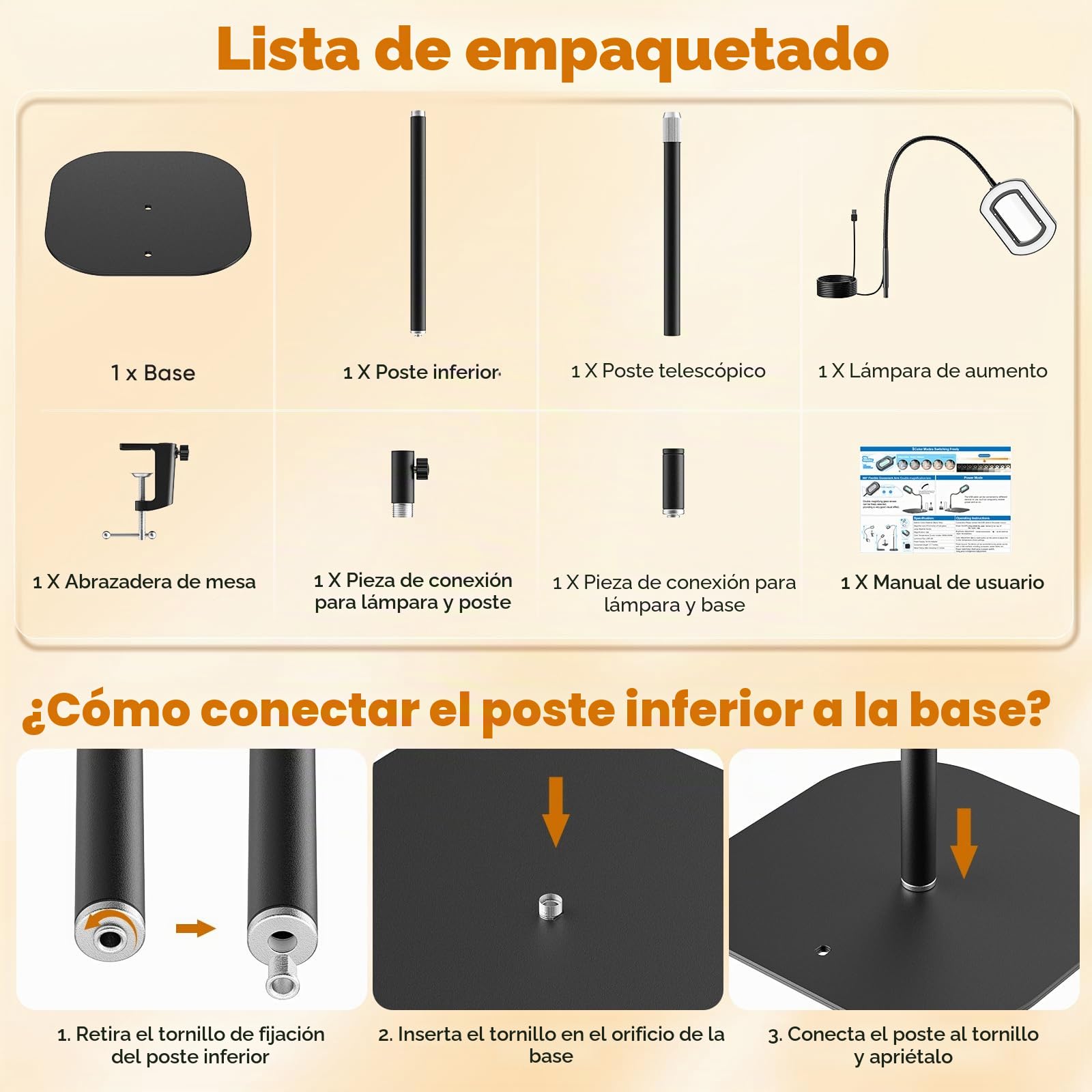 10X Lupa con Luz y Soporte, 3 en 1 Lámpara de Aumento de Piso con 60 LED de Brillo Ajustable, 5 Modos de Color, Lupa Iluminada para Trabajos de Cerca, Costura, Manualidades, Pasatiempos