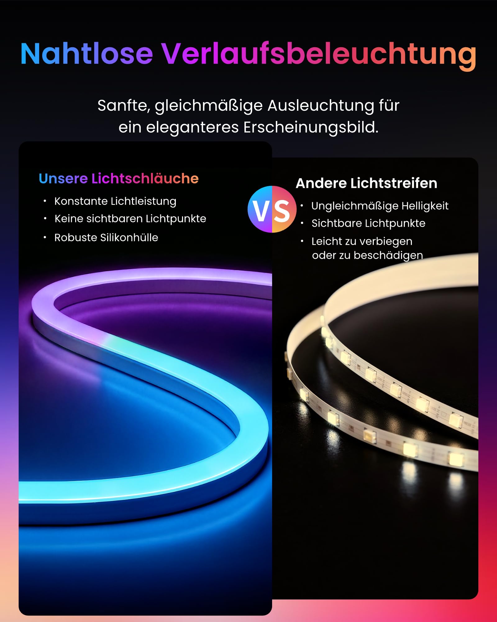 SwitchBot RGBIC Neon Rope Light, 5M Matter Neon LED Strip Kompatibel mit Apple Home, Alexa, Google Home, 16 Millionen Farben, Musik-Synchronisation, Szenenmodi, LED Streifen für Schlafzimmer Deko