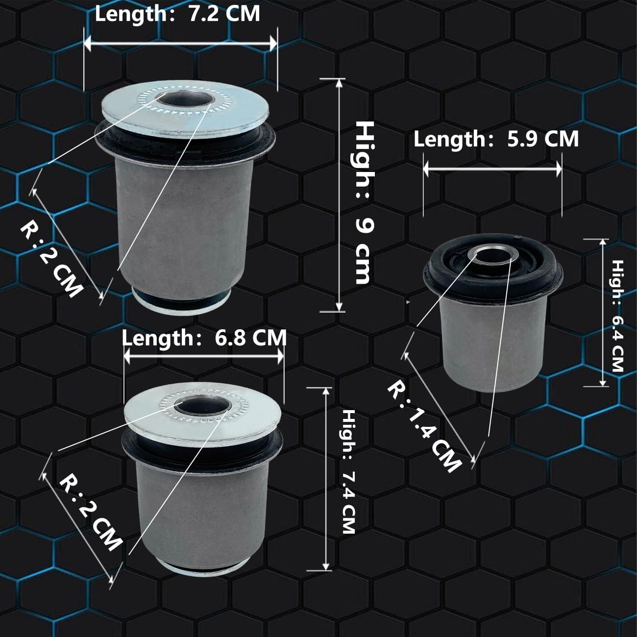 Cheriezing Front Upper & Lower Control Arm Bushing Kit Compatible with Select Toyota Models 2000-2006 Tundra,2001-2007 Sequoia 2WD 4WD Replace# 48632-34010, 48654-34010, 48655-34010 Set of 8