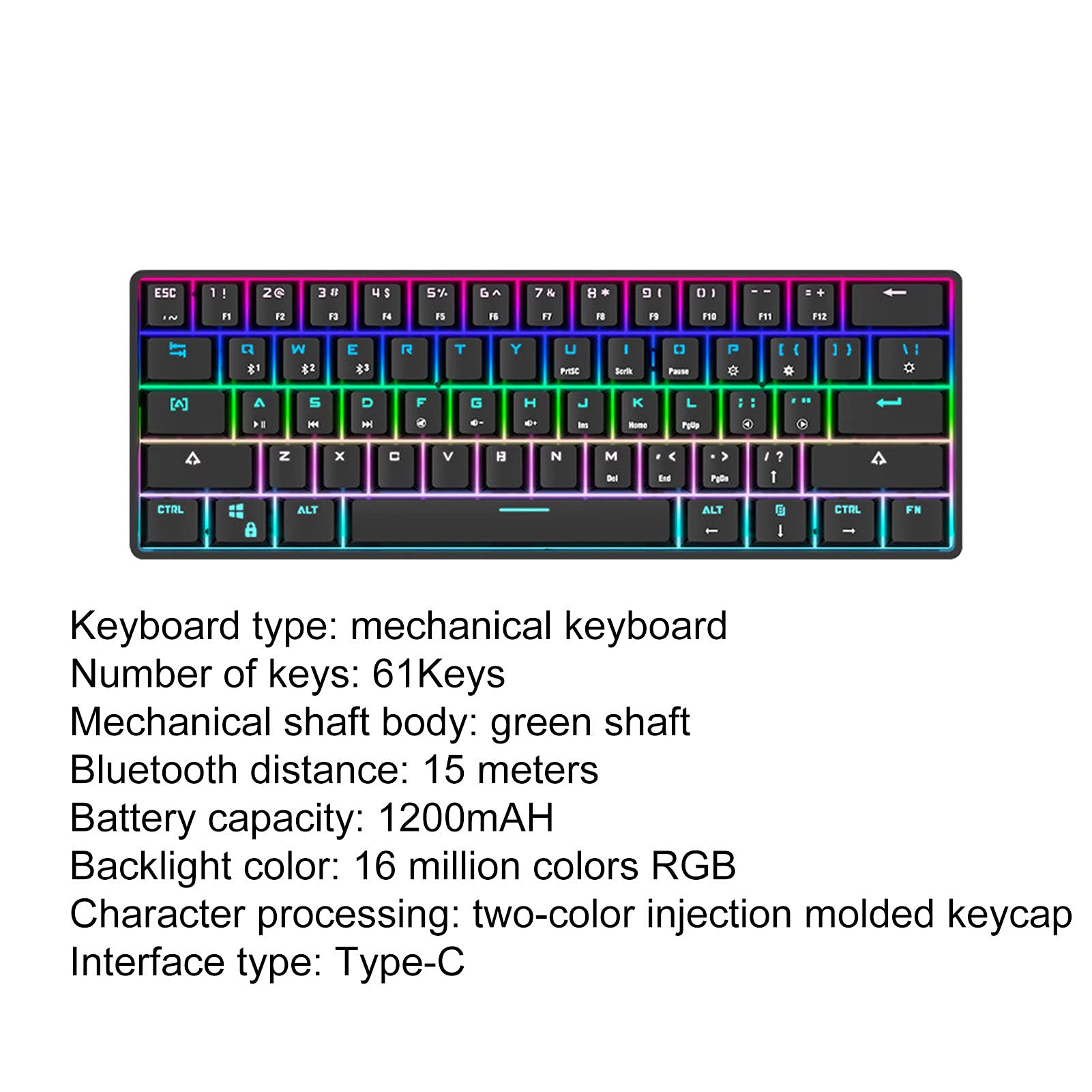 ADITAM Ricevitore 61-Key Dual-ModeLighting - Compatibile Ricarica Keyclick Tastiera Meccanica cablata per PC Tastiera cablata per Computer Periferiche per Computer Double The Comfort