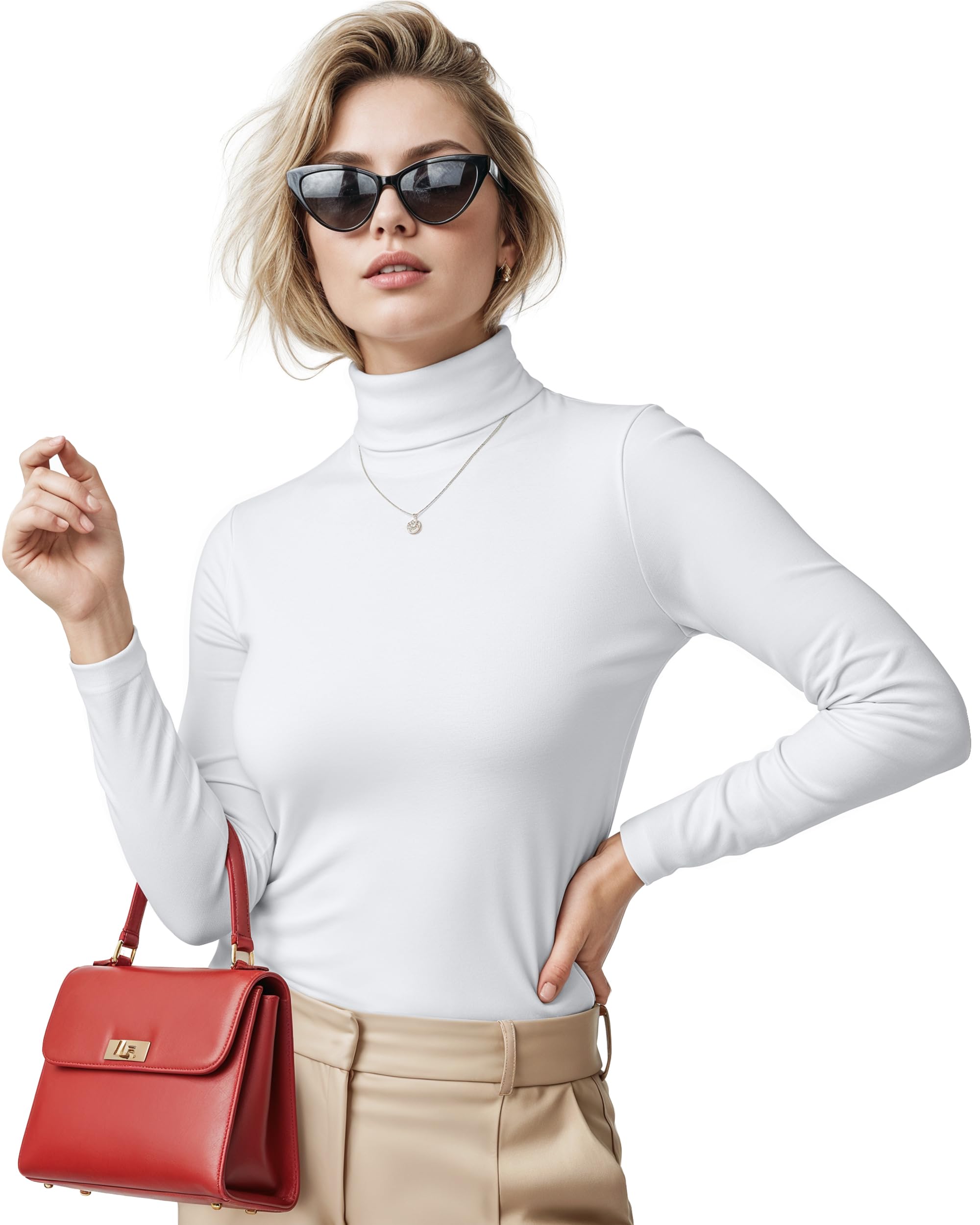 NY Threads Women's Turtleneck Long Sleeve Shirt Slim Fit Thermal Base Layer Tops