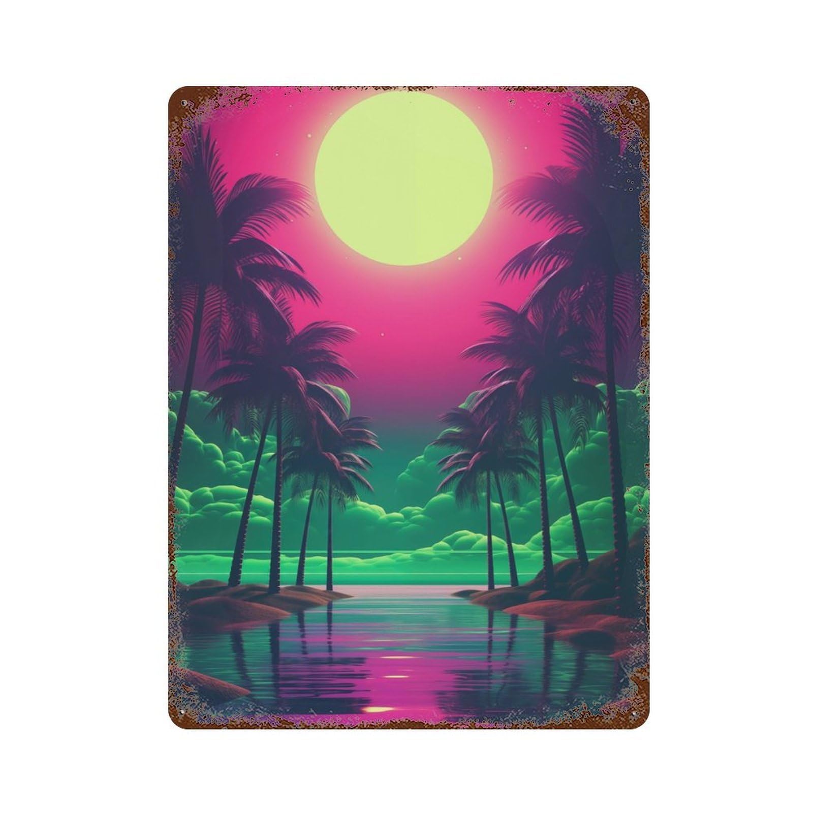 Neon Dreamscape Elegance Decorative Tin Sign 15.7"x11.8", Rustic Home Decor for Garage, Pub Or Kitchen