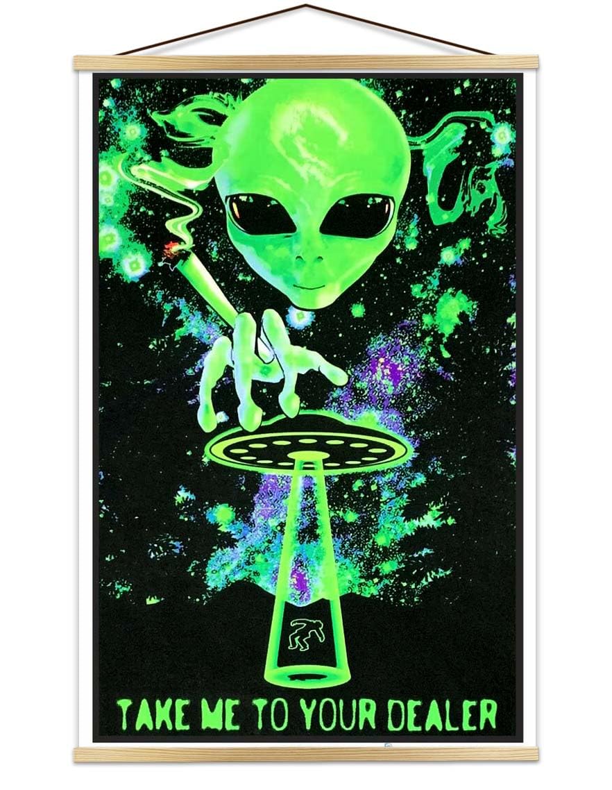 Scorpio Posters Take Me To Your Dealer - Flocked - Blacklight Poster - 23" x 35" with Poster Hanger Natural Color