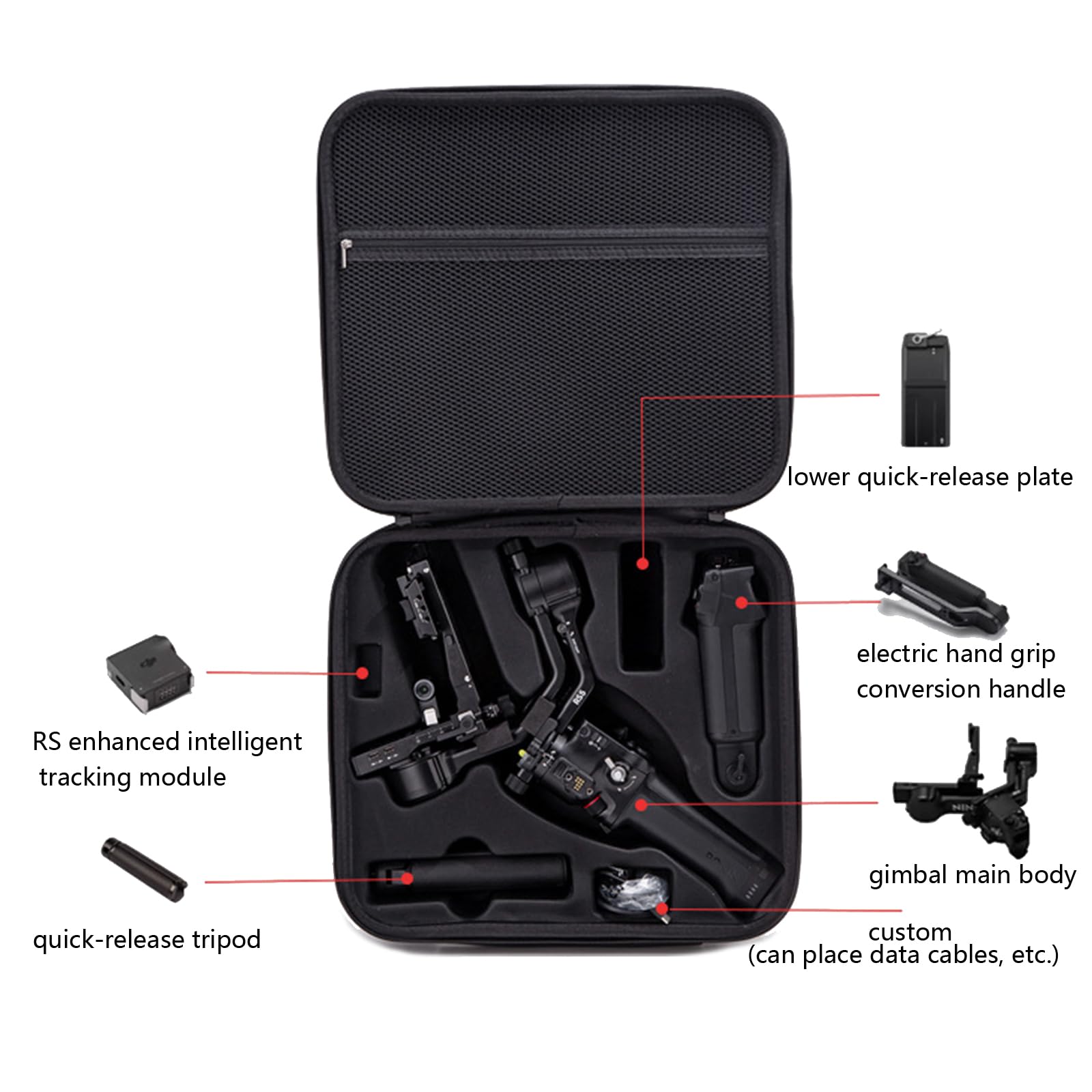 Custodia rigida in EVA antiurto per stabilizzatore per fotocamera con scomparti adatti design Borsa per attrezzatura cinematografica densa