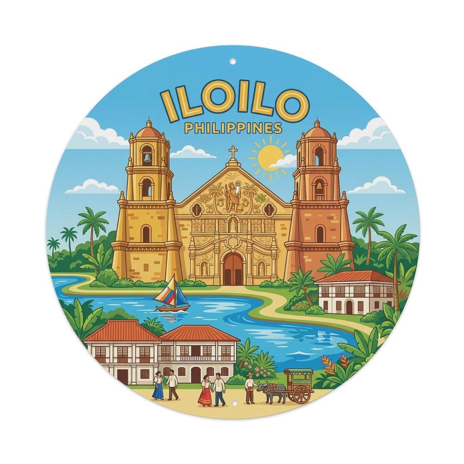 Retro Travel Philippines Iloilo Vintage Metal Tin Sign Plaque Wall Decor for Cafe, Club Bar, Office, Garden Metal Poster 8x8Inch