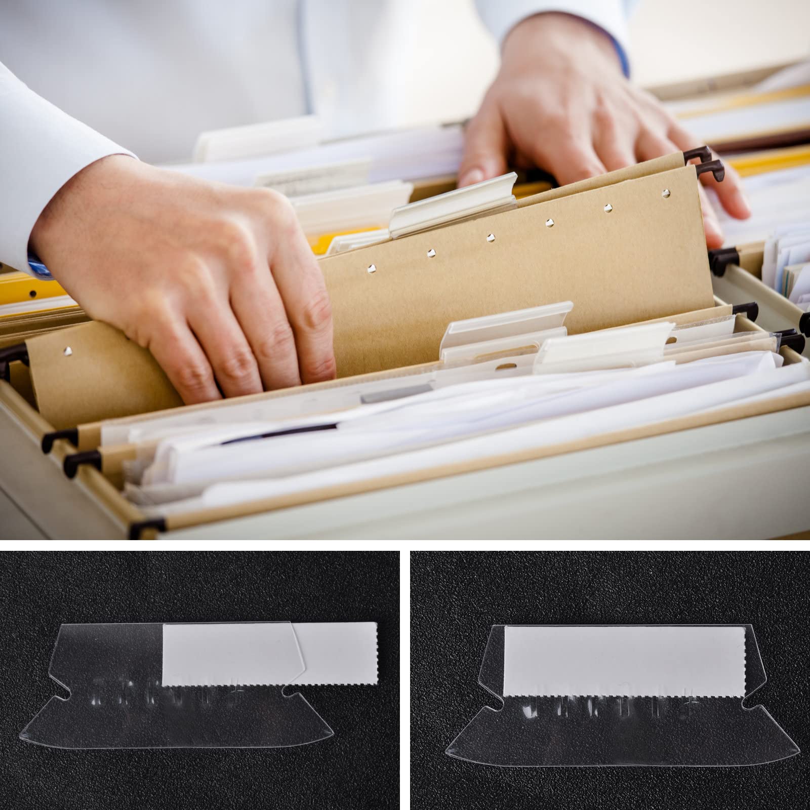 Onglets Et Inserts Pour Dossiers Suspendus - Lot De 50, PVC Transparent, 7.9x3.3 Cm