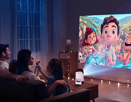 Miniatura 9 de Proyector portátil, proyector de películas con WiFi 6 y Bluetooth 5.4, proyector inteligente con 600 lúmenes ANSI, altavoz de 10 W, aplicaciones