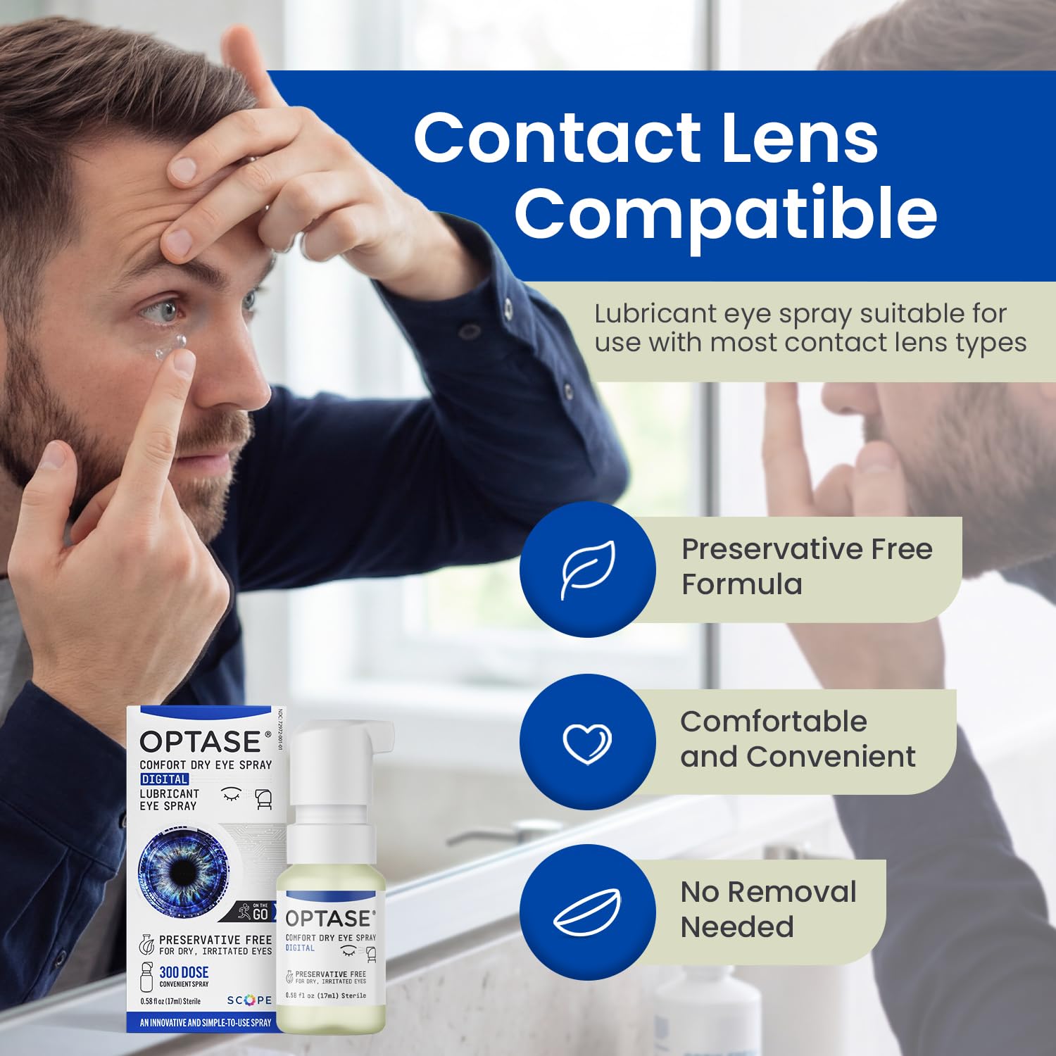 Optase Comfort Dry Eye Spray - Preservative Free Artificial Tears Drops Alternative - Dry Eye Drops in a Convenient Spray - Multi-Use Bottle, Contact Lens Safe - .58 fl oz — Amazon image 5