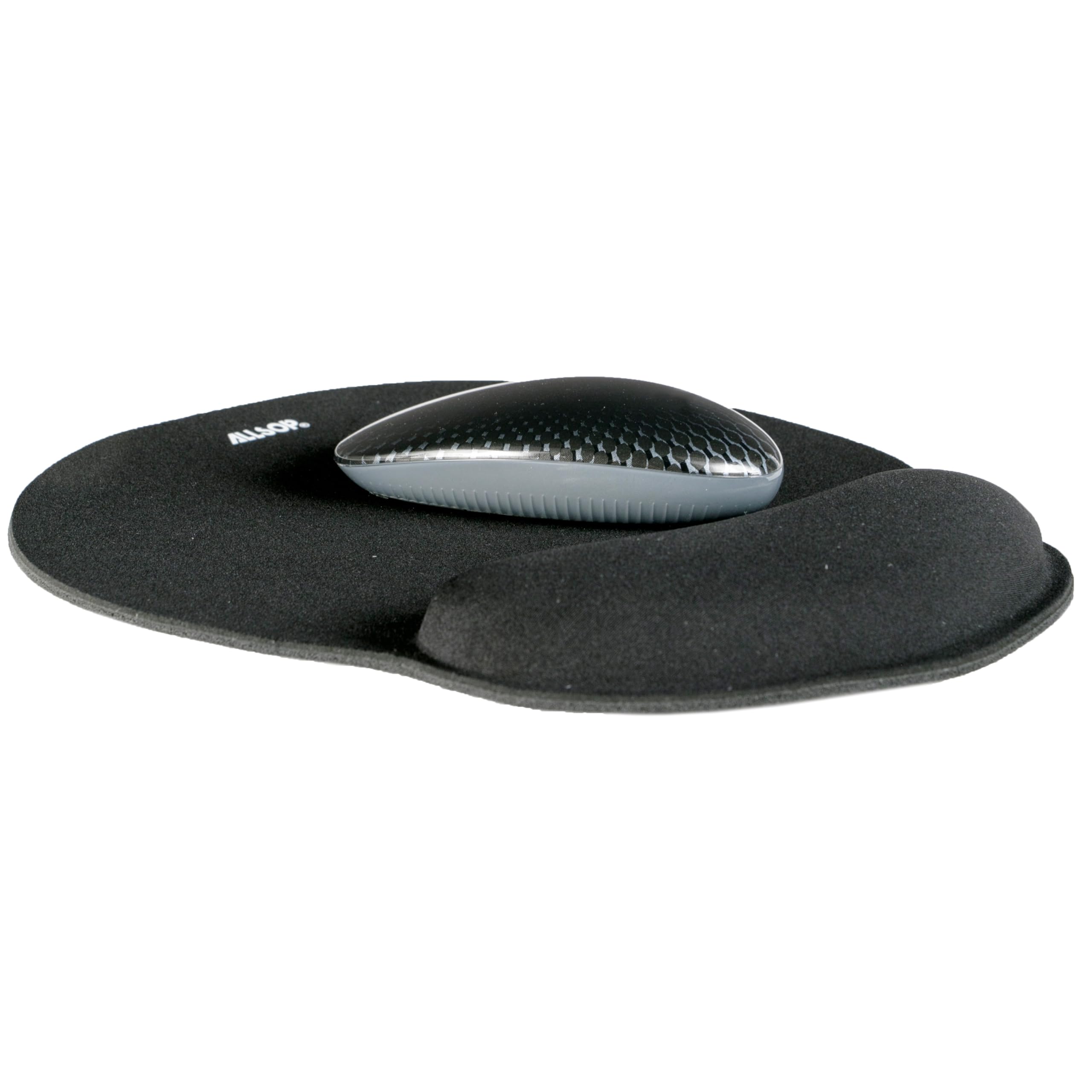 ALLSOP Podkładka pod mysz z pianki z pamięcią kształtu z wbudowaną podpórką pod nadgarstek ergonomiczna redukcja stresu (czarna) 05940