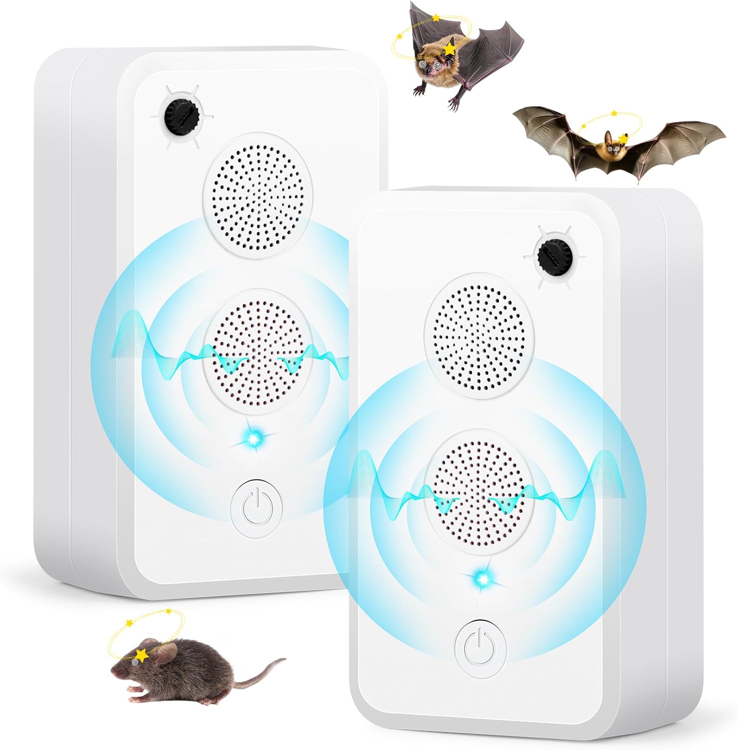 Metessi 2025 Ultrasonic Bat Repellent - Keep Bats Away from Attic, Porch & House | Rechargeable Bat Deterrent for Indoor & Outdoor Use | Safe for Humans and Pets