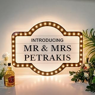 Custom Wedding Bottle Marquee Sign,Large Personalized Wedding Reception Light Up Marquee Sign with Battery Case, Customized Waterproof Bottle Service Sign for Birthday Party Night Club Bar Garage Gift