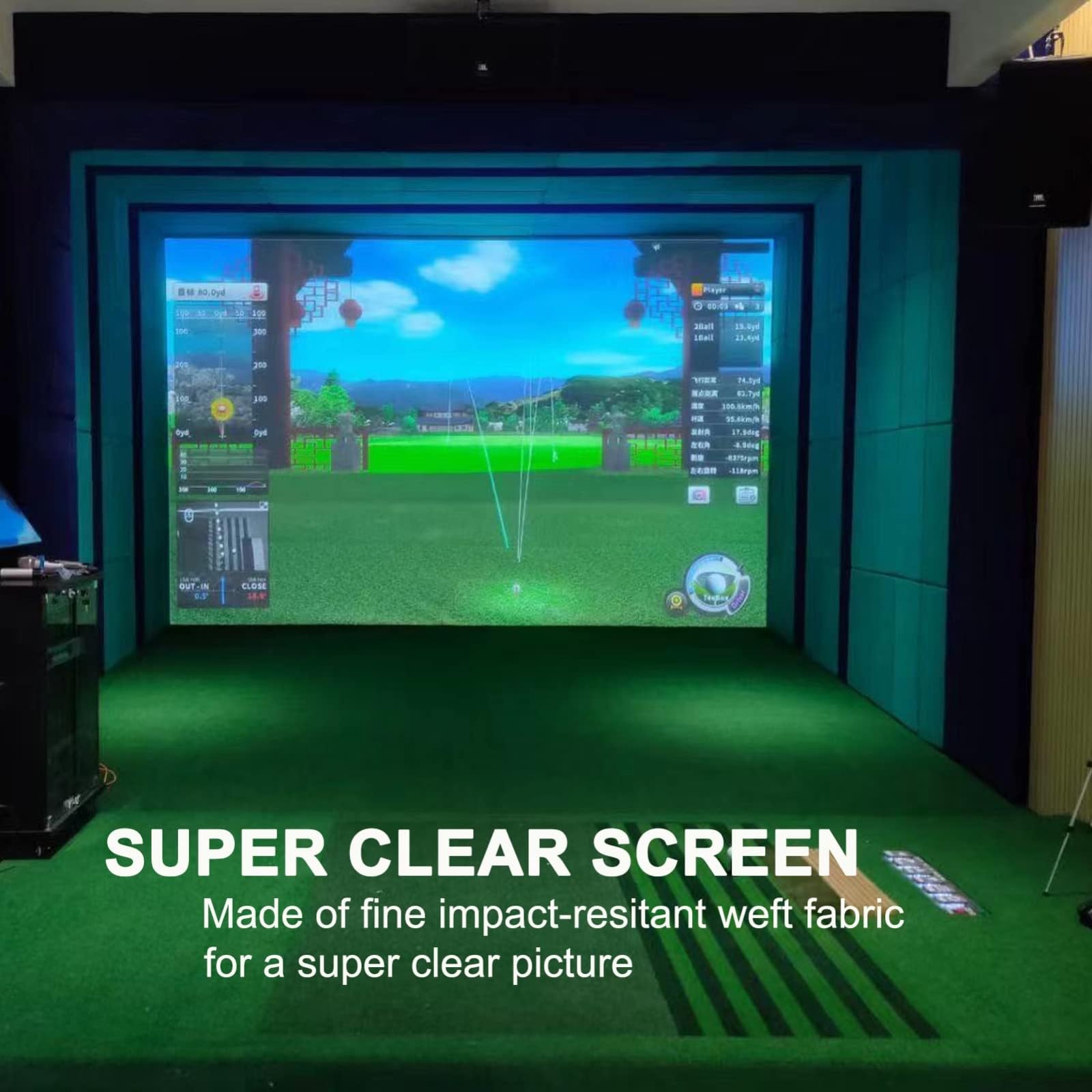 Écran d'impact de simulateur de Golf installés sur Le Cadre du Filet de Frappe de Golf, simulateurs de Golf, épaissi, Durable, rembourré, Silencieux, écran de Projection, pour l'entraînement (Co