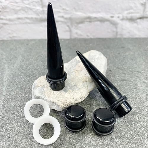 Miniatura 2 de BodyJ4You - Juego de expansores de orejas y aceite de jojoba, tapones acrílicos, conos expansores, túneles de silicona, expansores ligeros