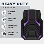 PIC AUTO Heavy Duty Rubber Floor Mats, Purple Aluminum Film Car Mats Set, Front and Rear Car Mats with Anti-Slip Backing, All Weather Protection, Trim-to-Fit for Automotive SUV, Sedan, Van