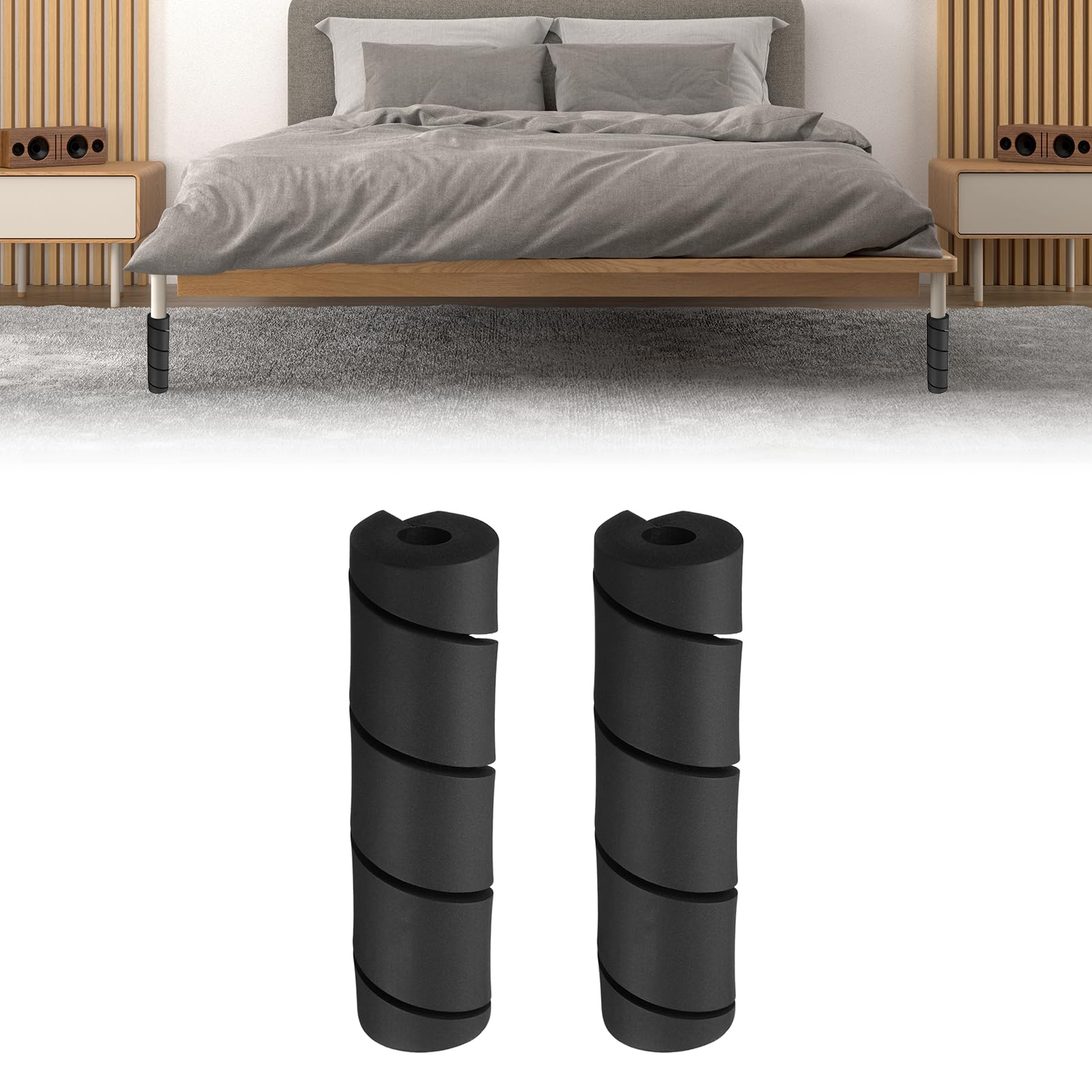 sourcing map 2Pcs Bed Frame Leg Covers, 15 x 152 mm Non-Adhesive Bed Frame Toe Protectors, Adjustable Safety Foot Prevents Toe from Hitting Hard Chair Table Furniture Legs, Black