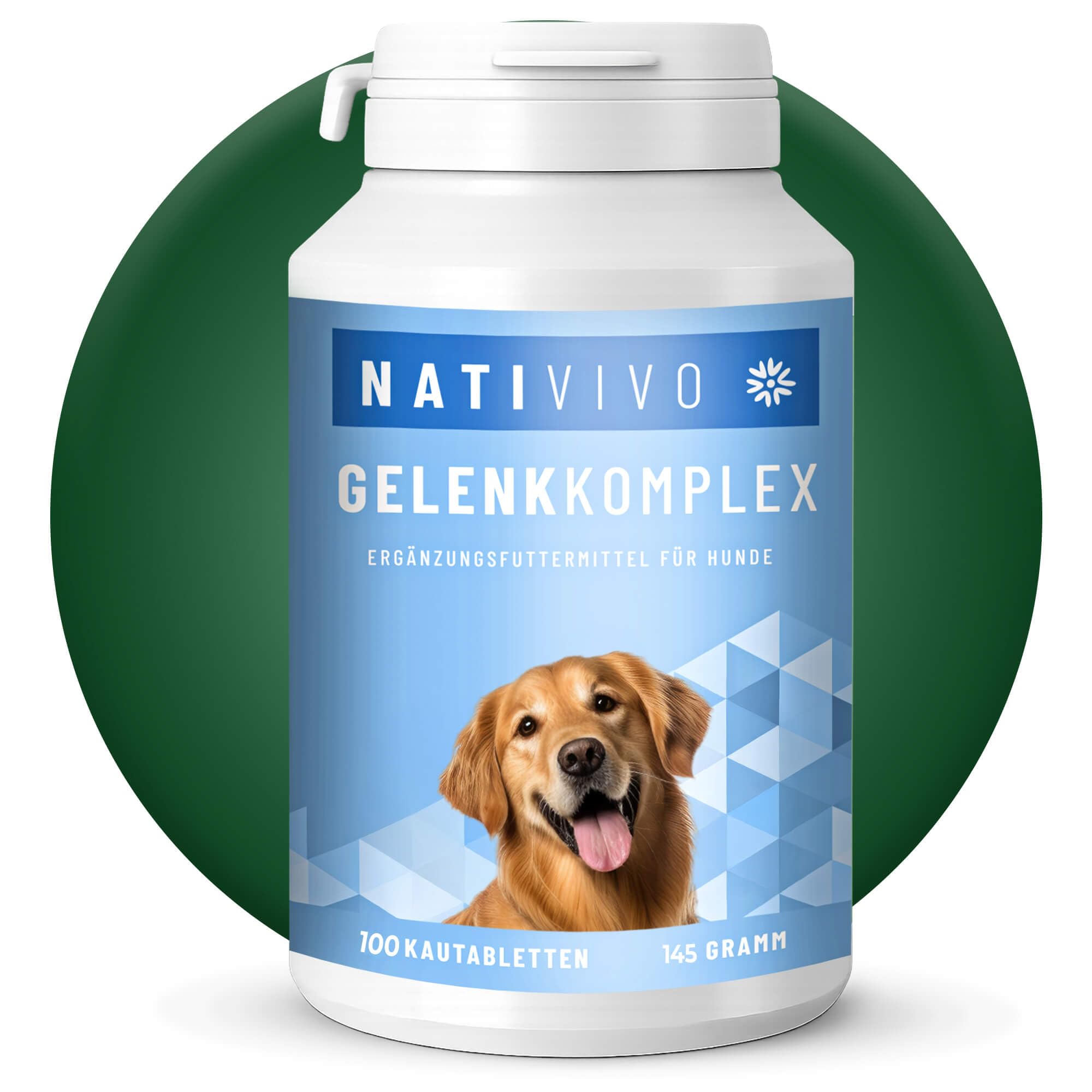NATIVIVO Gelenktabletten Hund - Grünlippmuschel Hund - Gelenkkomplex Vital Rezeptur mit Weihrauch Teufelskralle & MSM - Grünlippmuschel Kapseln - Unterstützt Gelenke & Beweglichkeit Made in Germany