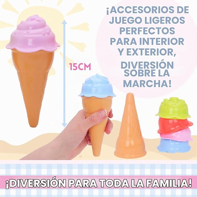 Foto 6 de 8 de Toyland® Juego de Helado de 9 Piezas - 4 sabores de Helado Intercambiables, 4 Conos y 1 Bola