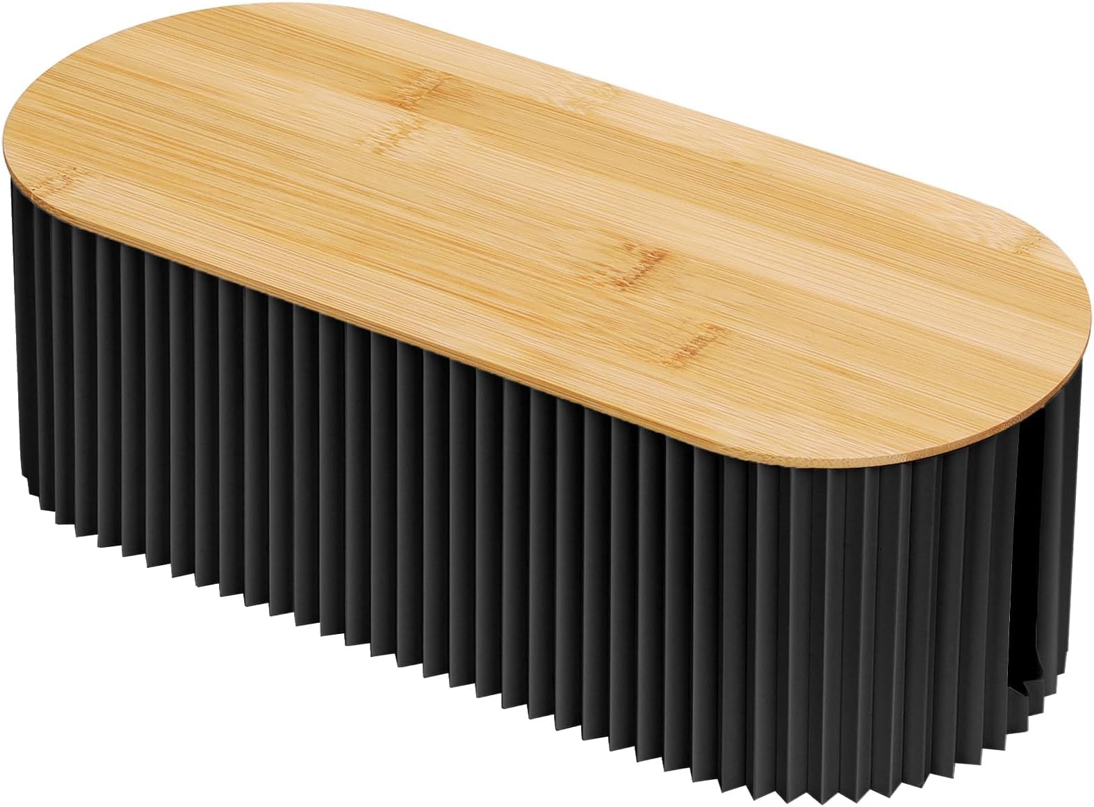 Cable Management Box with Bamboo Lid - Multi-Purpose Cord Organizer for Desk, TV, Computer & USB Hubs - Cable Storage & Power Strip Holder to Hide & Protect Wires Safely