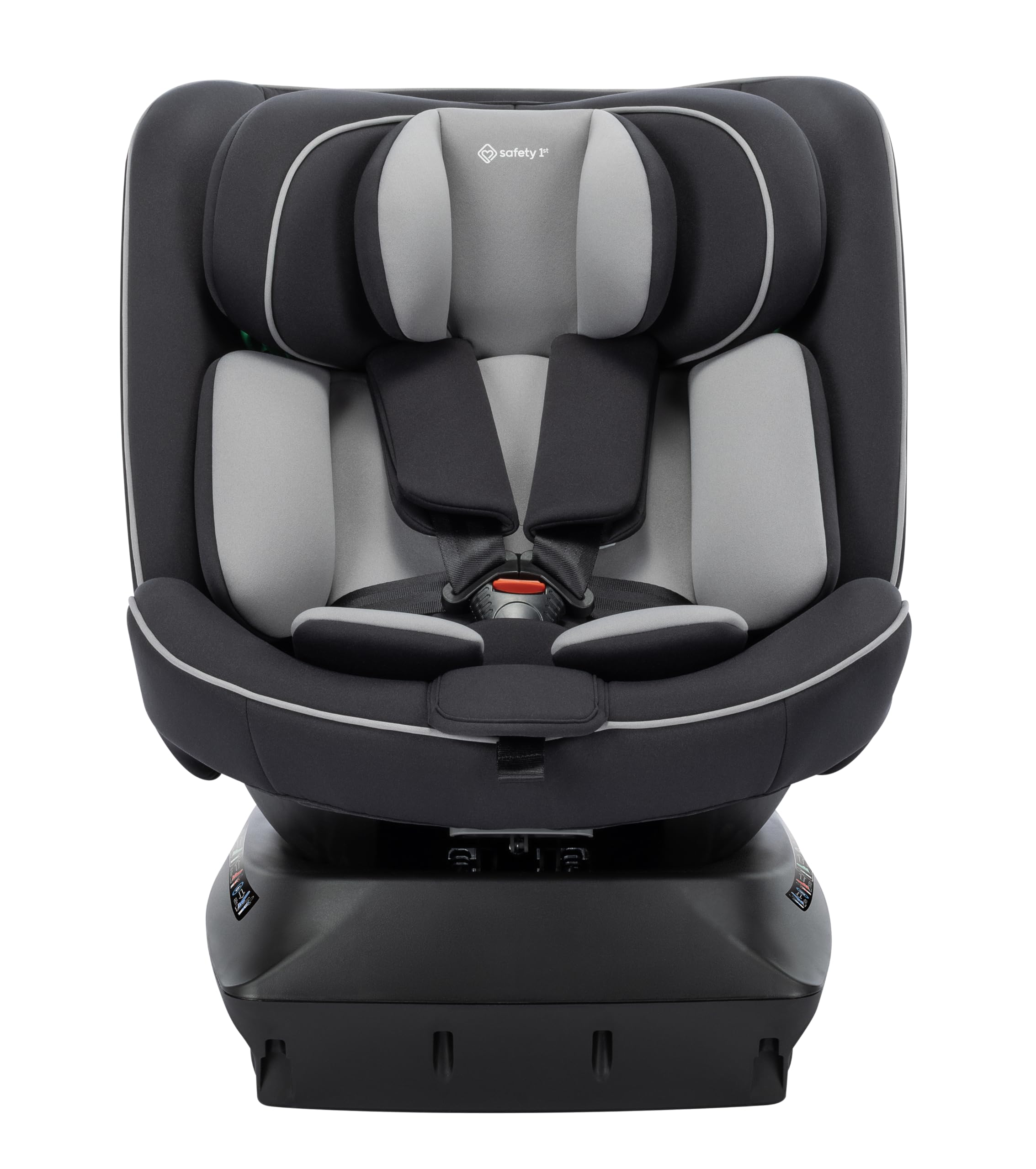 Safety 1st Cosmo i-Safe, Seggiolino Auto Girevole (Base), (0–12 Anni, 40–150 cm), Seggiolino Auto 0-36 Kg, Riduttore Neonato, 11 Posizioni Poggiatesta, Reclinabile 6 Posizioni, Leggero (5,6 kg), Nero