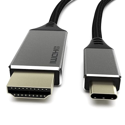 Vista 10 de Cable USB C a HDMI de 6 pies, 4K USB tipo C a puertos HDMI, cable trenzado de nailon para oficina en casa