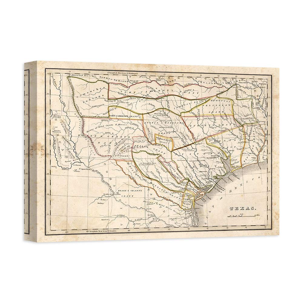 Poster Sproul Dan Texas historical map en cadre ou toile imprimée vintage