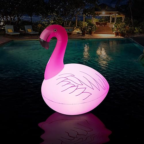 Rukars Luces solares de flamenco que flotan, 1 unidad de luces flotantes para piscina, luz brillante, encendido y apagado automático, luces LED