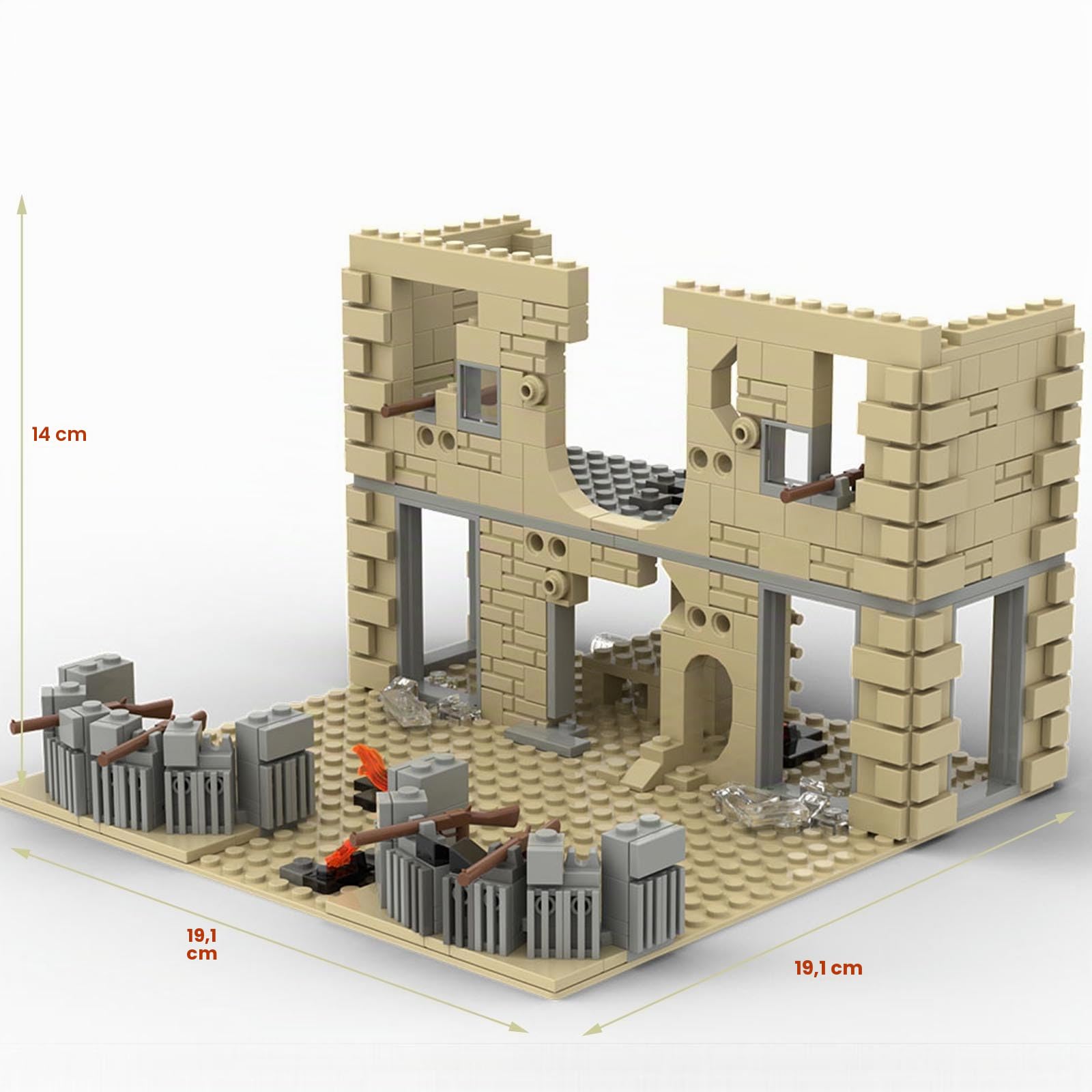 Kit de construction de diorama de scène militaire de la Seconde Guerre mondiale avec ensemble d'armes et base