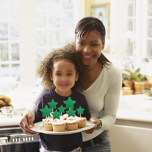 Miniatura 7 de 30 piezas de adornos de estrella para cupcakes con purpurina montados con estrella centelleante, para boda, compromiso, despedida de soltera, fiesta