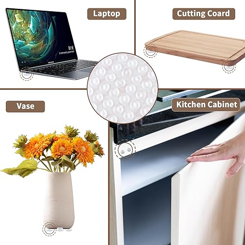 Miniatura 6 de Mabor 128 piezas de parachoques transparentes para puertas de gabinete de 12 pulgada de diámetro, autoadhesivos, tapones de puerta de silicona para