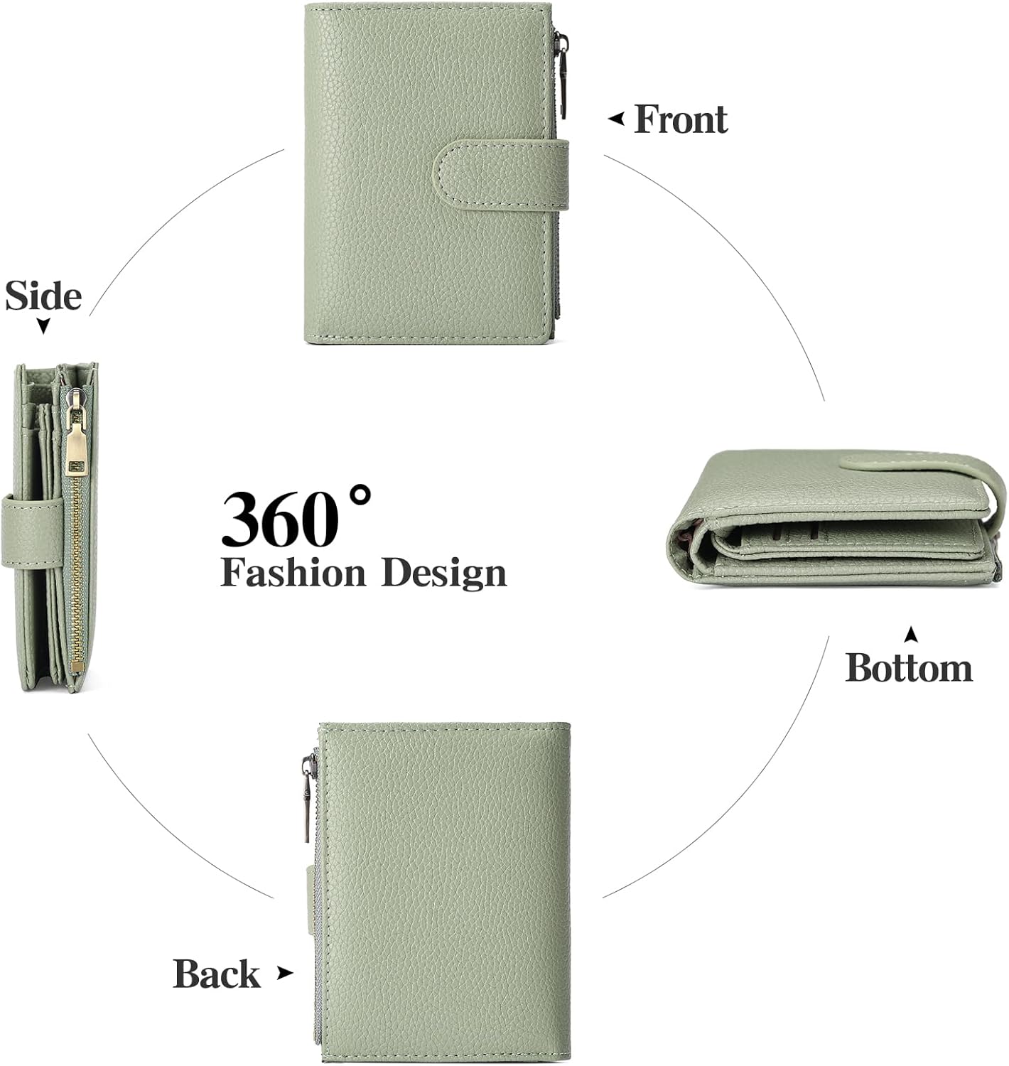 GAEKEAO Womens Wallet Small Leather RFID Blocking Bifold Zipper Pocket Wallet Card Case Purse with ID Window - Image 4