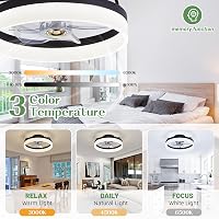 IZOWE 40 cm LED Mennyezeti Ventilátor Távirányítóval 6 Fokozat Dimmelhető Fekete 3