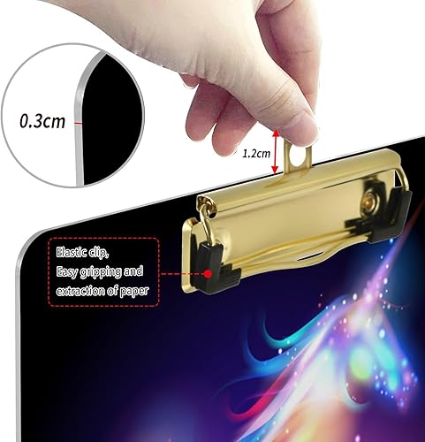 Miniatura 4 de Portapapeles de plástico con diseño de galaxia estrellada de unicornio, diseño de moda, para estudiantes, niños, mujeres y hombres, tablero de clip