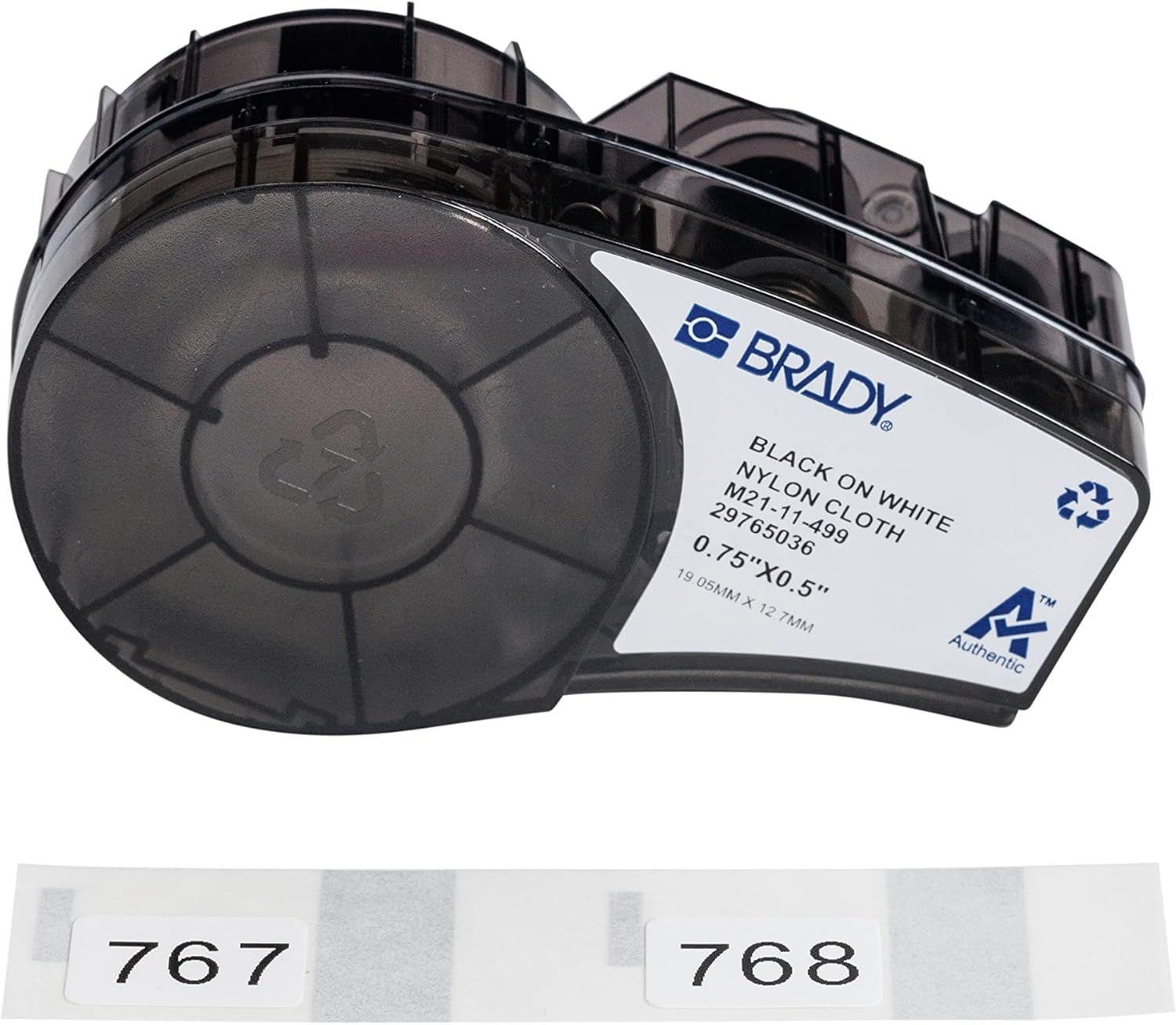 Brady Authentic (M21-11-499) Pre-Sized High-Adhesion Nylon Labels for Equipment, General ID, Lab, Wire/Cable, Black on White Material - Designed for M210, M210-LAB, and M211 Printers, 0.5"H x 0.75"W