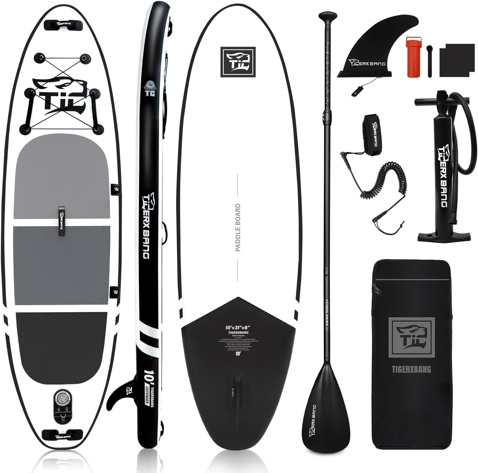 TIGERXBANG Stand Up Paddle Boards 10'6' x 32' x 6'丨10' x 31' x 6' with Premium SUP Board Accessories, Inflatable Paddle Boards for Adults/Kids Stand Up PaddleBoarding