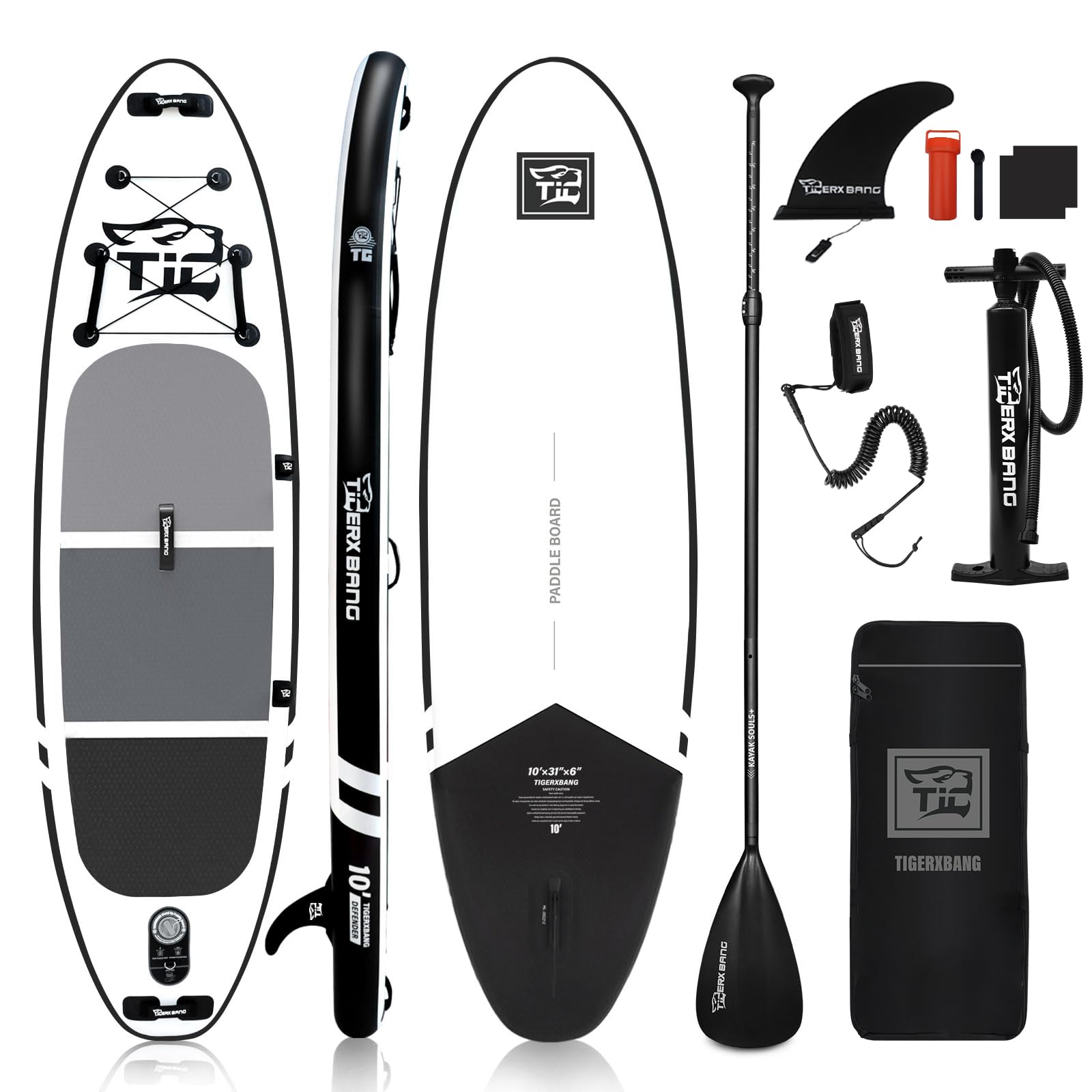 TIGERXBANG Stand Up Paddle Boards 10'6'' x 32'' x 6''丨10' x 31'' x 6'' with Premium SUP Board Accessories, Inflatable Paddle Boards for Adults/Kids Stand Up PaddleBoarding