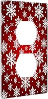 Vista 2 de Cubierta de interruptor de luz dúplex de 1 banda, cubierta decorativa de Navidad con copos de nieve rojos, placa frontal decorativa para cocina