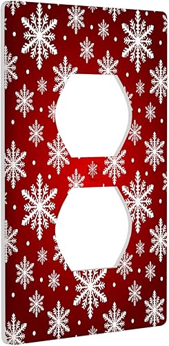 Miniatura 2 de Cubierta de interruptor de luz dúplex de 1 banda, cubierta decorativa de Navidad con copos de nieve rojos, placa frontal decorativa para cocina,