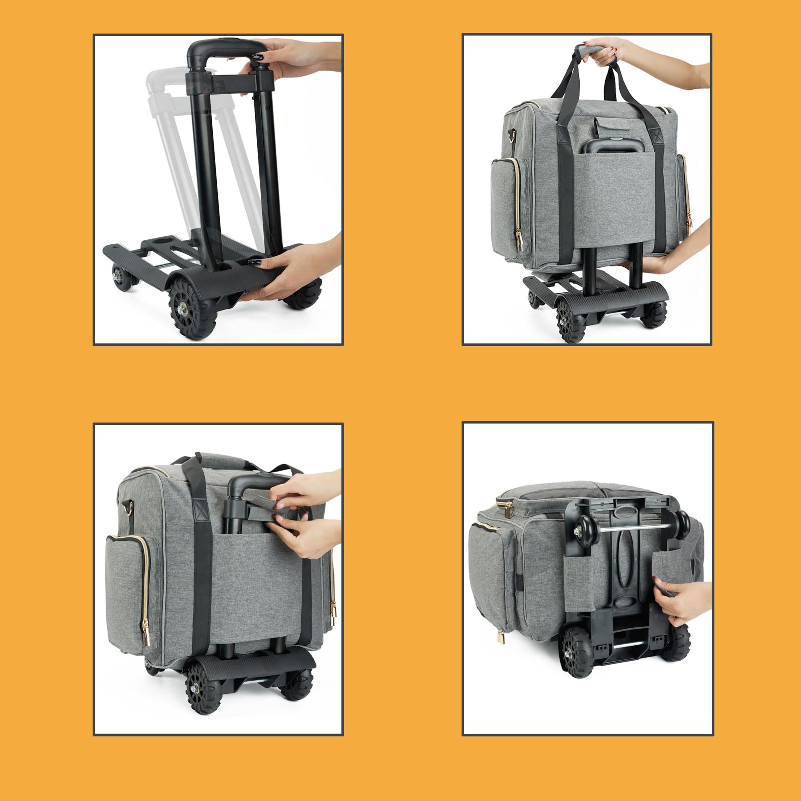 Arxus Sac de Voyage à roulettes avec 4 Roues Amovibles et Bandoulière, Pliable Sac Fourre-Tout Artistique pour Femme Homme avec Chariot, Robuste Mallettes à roulettes pour Ordinateur Portable 15,6"