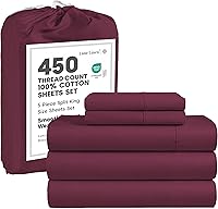 Vista 53 de LANE LINEN - Sábanas tamaño Queen, 450 hilos, 100% algodón, refrescantes, transpirables, con bolsillo profundo, 4 piezas, color negro