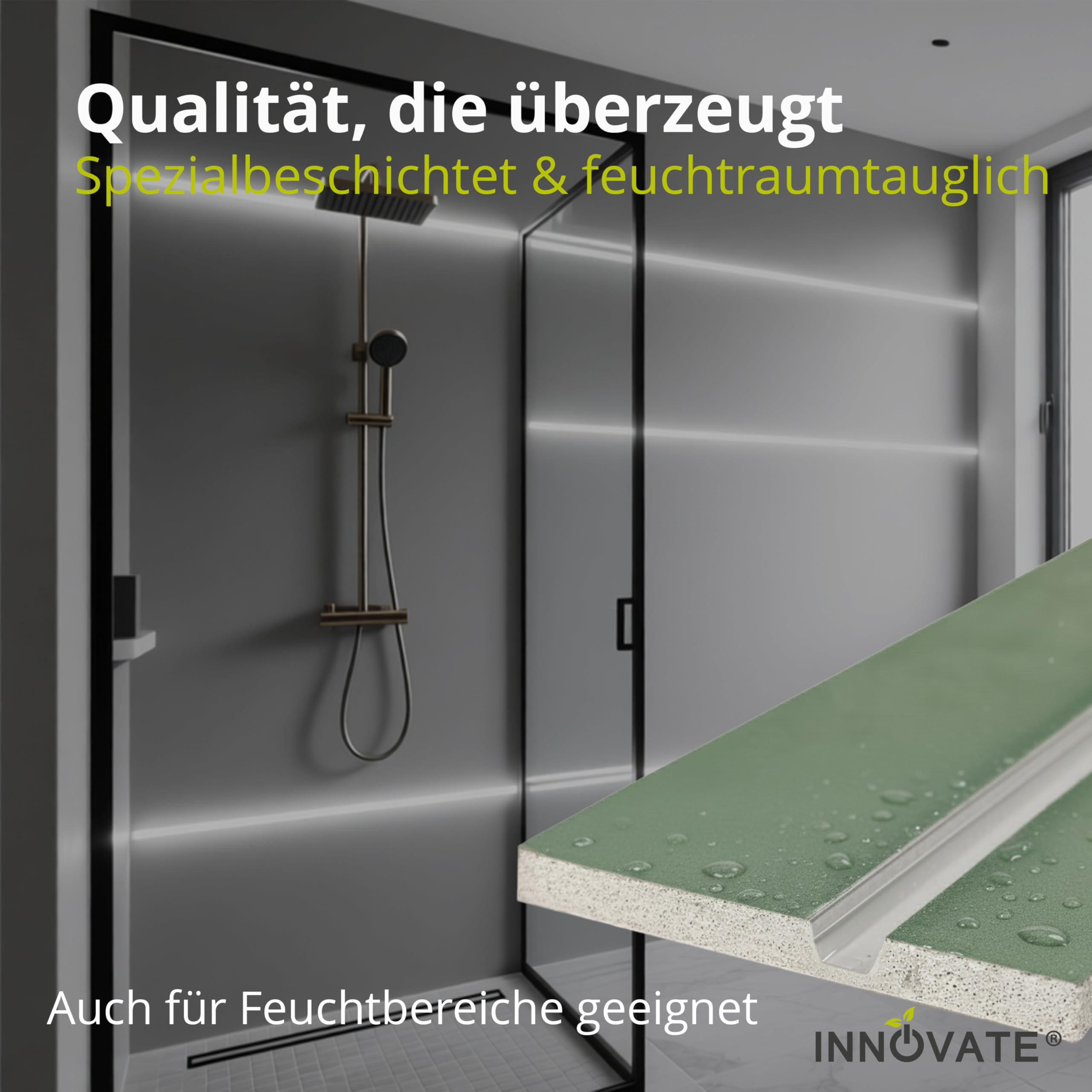 INNOVATE Rigipsplatten LED Profil Trockenbau inkl. Diffusor [1 läufig 1m] Gipskartonplatten für LED Streifen I Trockenbauplatten Aluminium Profil Decke I Kabelkanal Unterputz Indirekte Beleuchtung