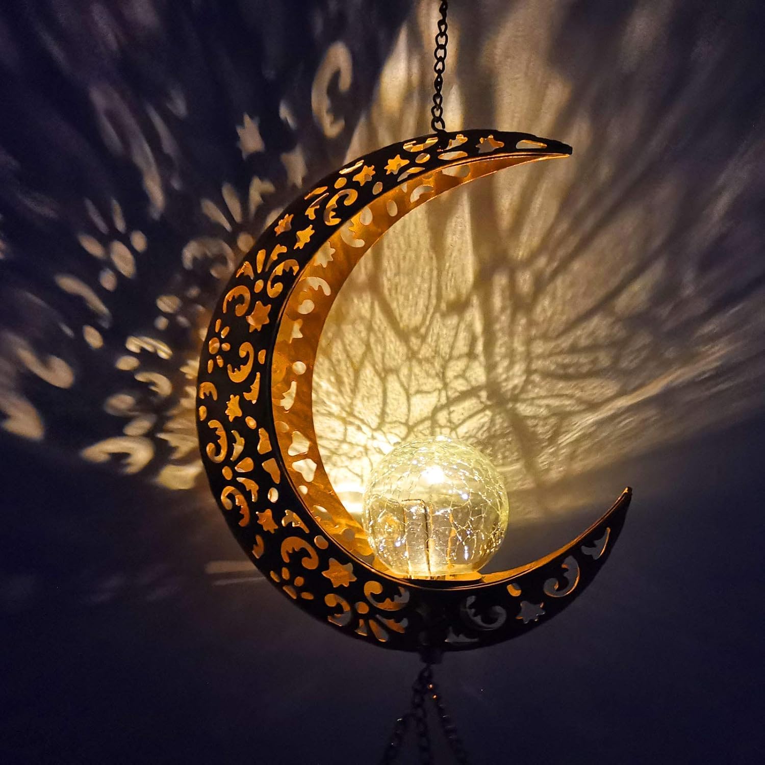 JOBOSI Solar Moon Wind Chime and Solar Sun Wind Chime, Garden Decor, Gifts for mom, Gifts for Grandma, Gifts for Women
