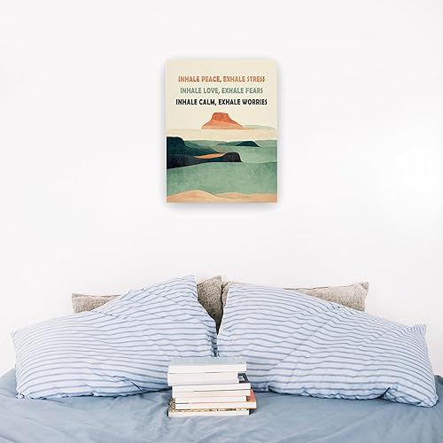Miniatura 4 de Pugwak Impresiones en lienzo para decoración de pared de salud mental  Inhala Exhale, arte de pared enmarcado, arte de esquina calmante para pared,