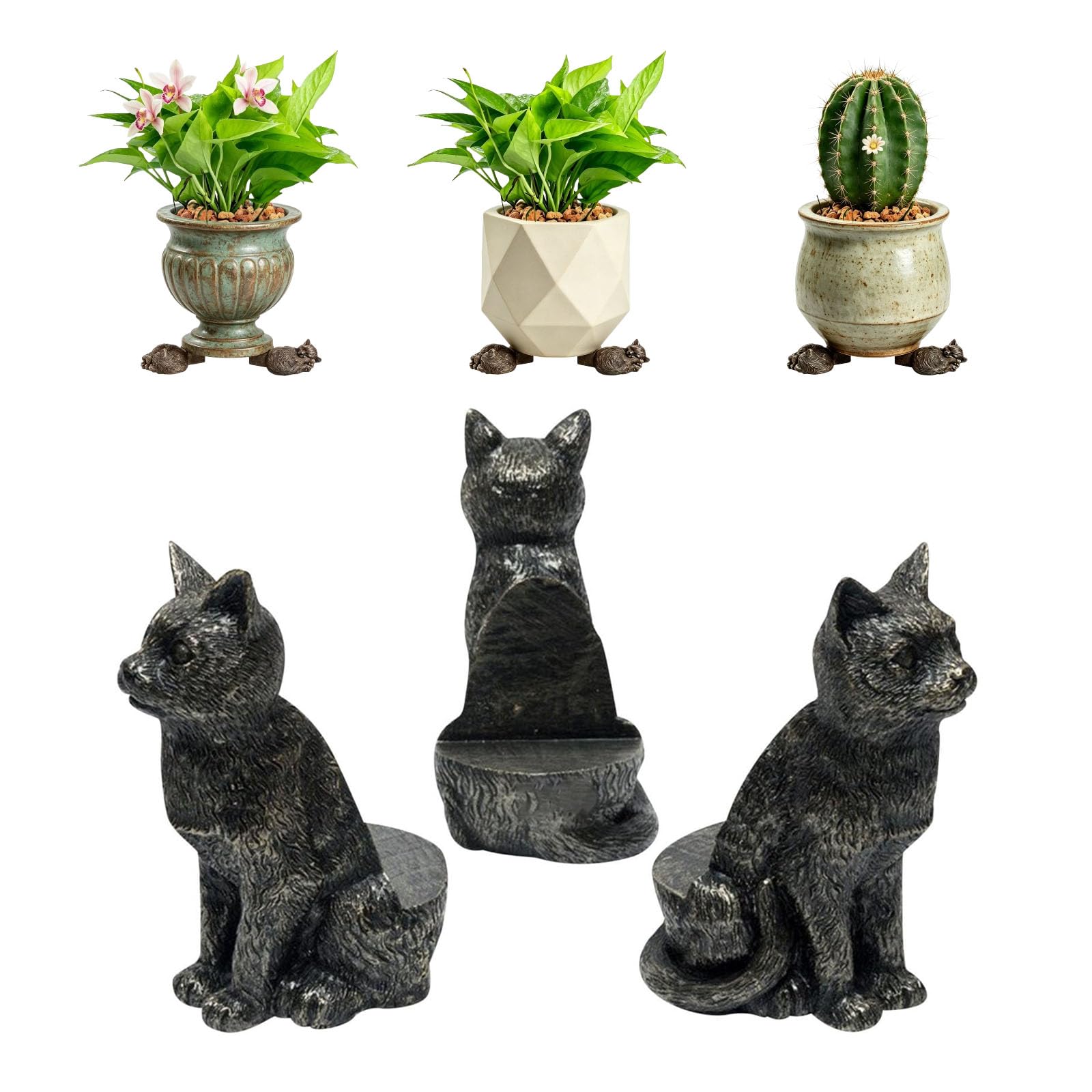 3pcs Resin Small Animal Shape Flower Pot Feet Stand, Mini Pot Feet Animal Shape Flower Pots Stand, Risers & Lifters for Terracotta & Other Pots for All Indoor and Outdoor Plants (#A)