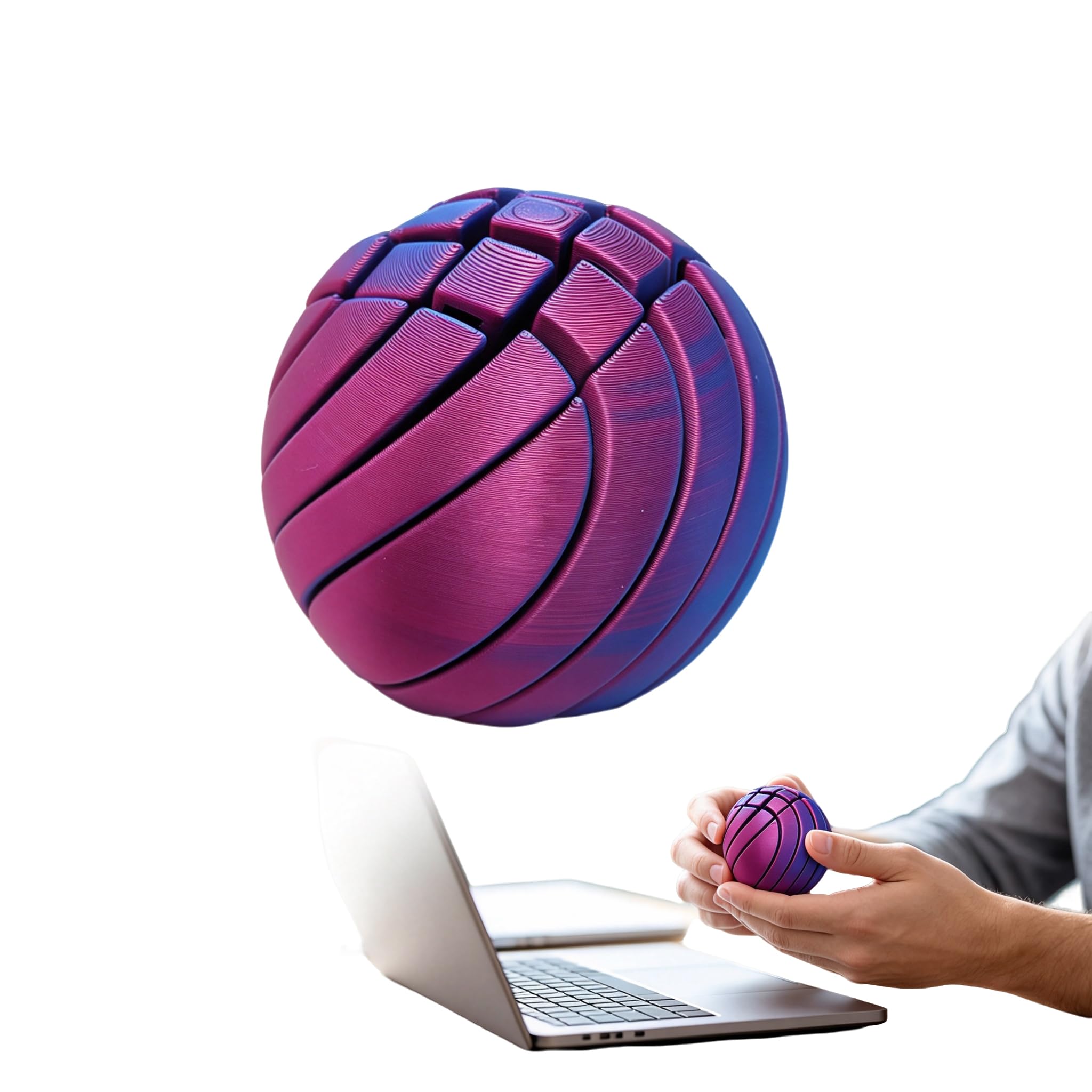 3D Printed Fidget Toy, Sensory Balls, Durable and Portable Fidget Ball, Impossible Liquid-Like Balls, Cool Toys for Boys, Girls, and Adults (Purple)